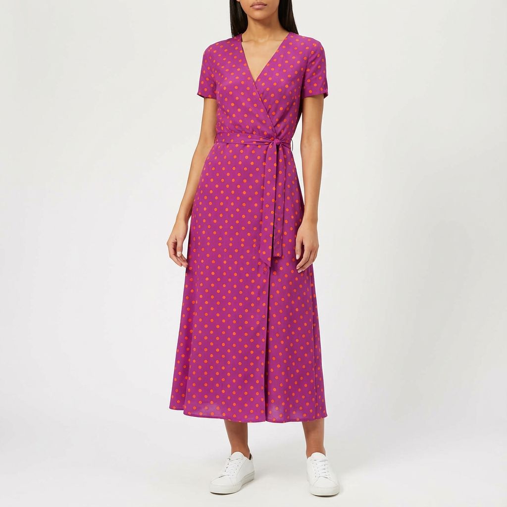 Willow | Women's Wrap Maxi Dress With Short Sleeves And Tie Waist | Tropical