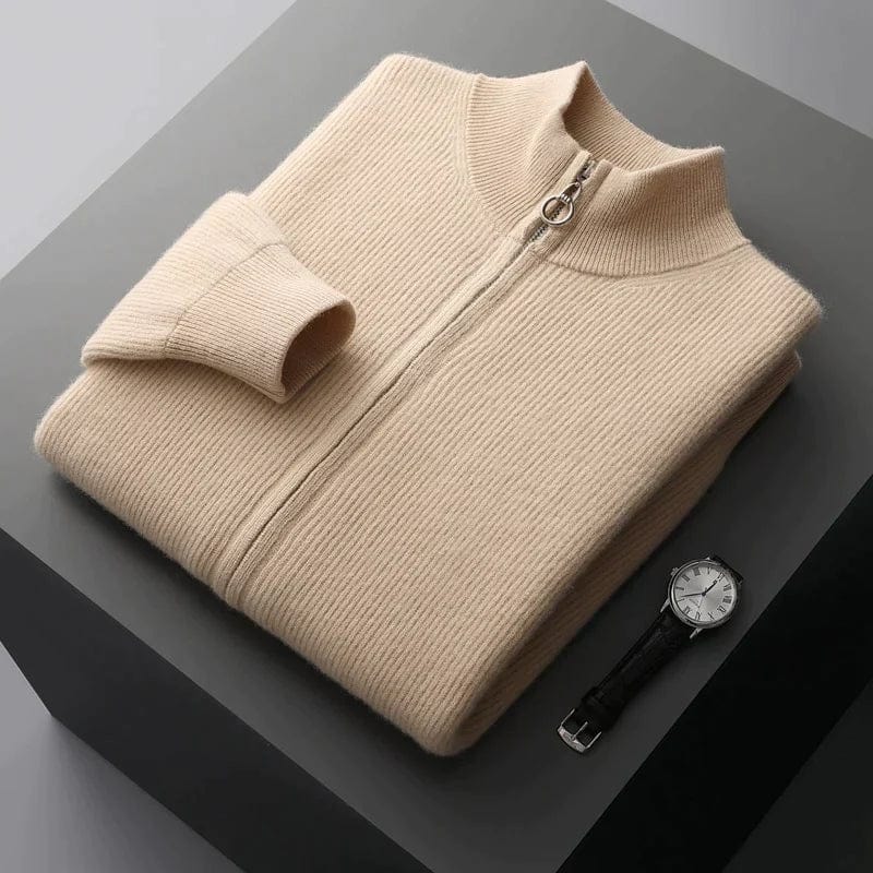 Old Money Zipper Jacket in Ribbed Cashmere