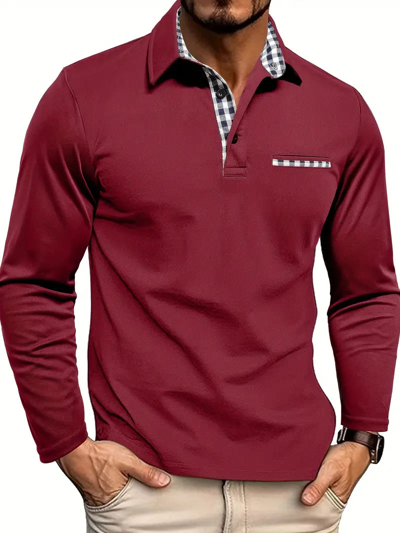 Men's Cotton-blend Long Sleeve Summer Polo Shirt