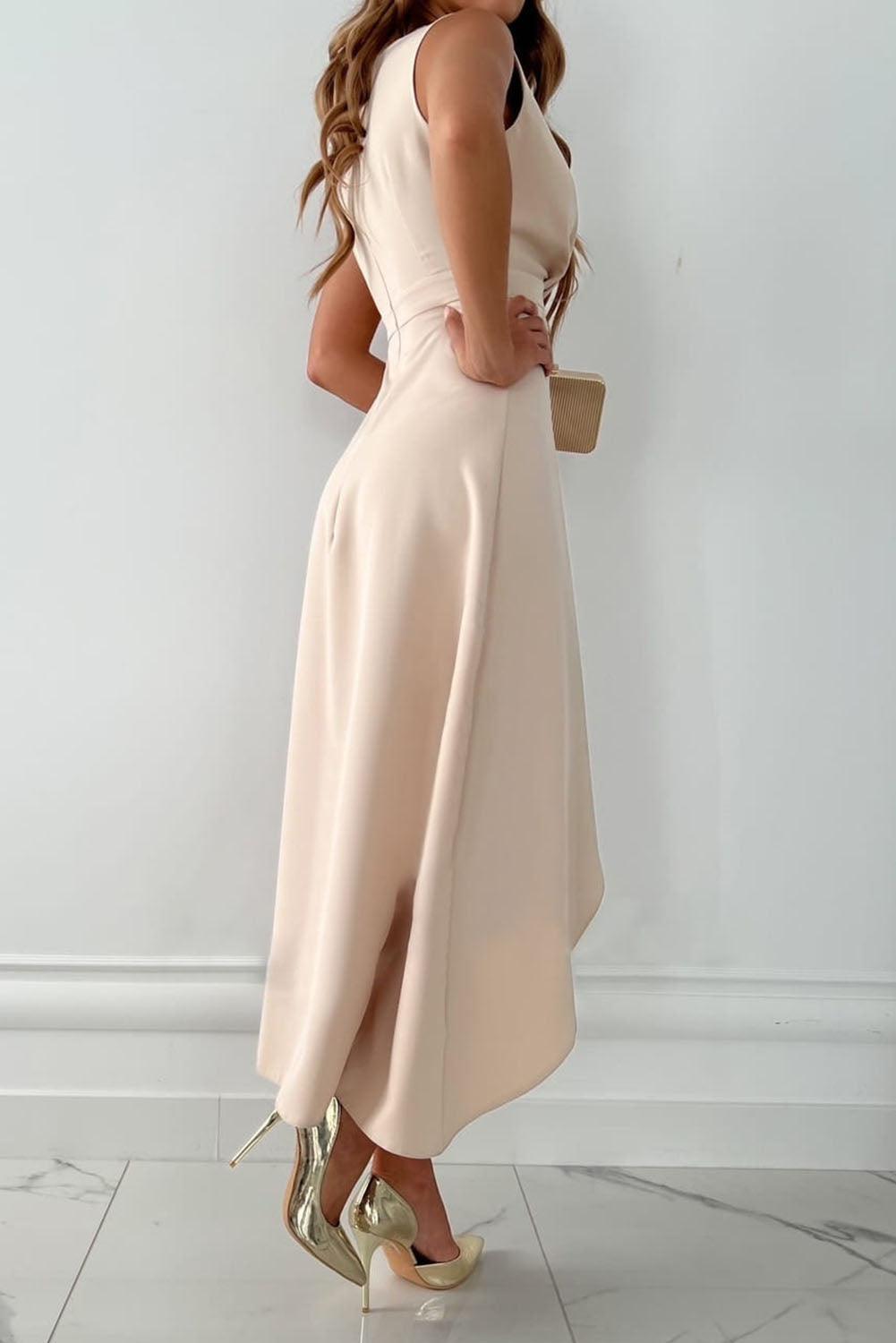 LIGHTWEIGHT WRAP V-NECK MAXI DRESS