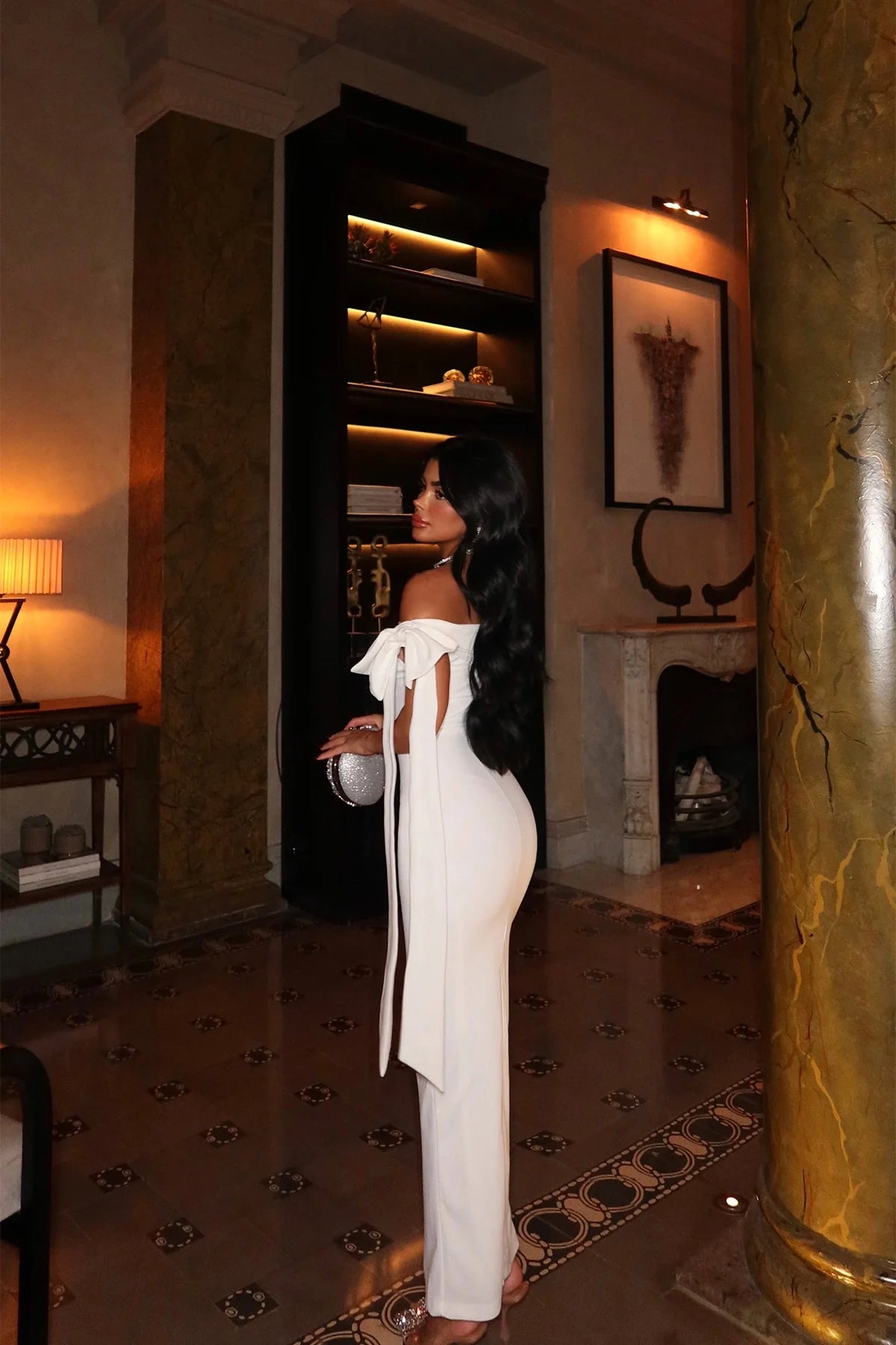 WHITE SATIN MAXI DRESS FOR WOMEN