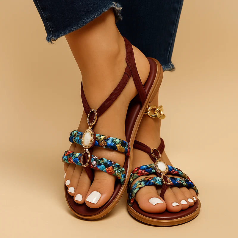 WOMEN'S BOHO SUMMER SANDALS WITH BRAIDED STRAPS