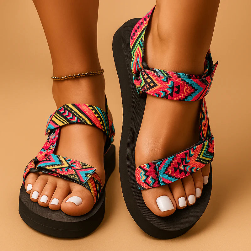 WOMEN'S BOHO SUMMER FLAT SANDALS WITH ADJUSTABLE STRAPS