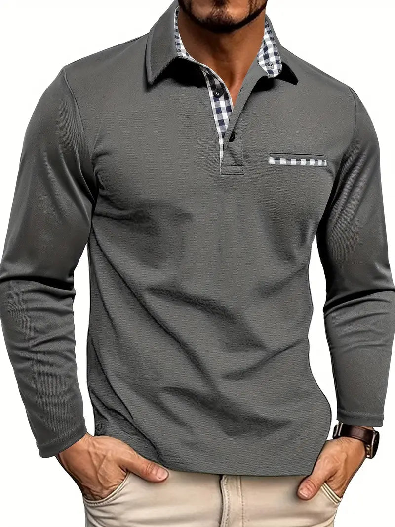 Men's Cotton-blend Long Sleeve Summer Polo Shirt