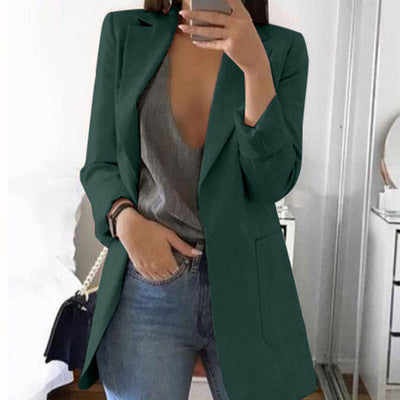 Women's Cotton-blend Blazer With Notched Lapel Collar