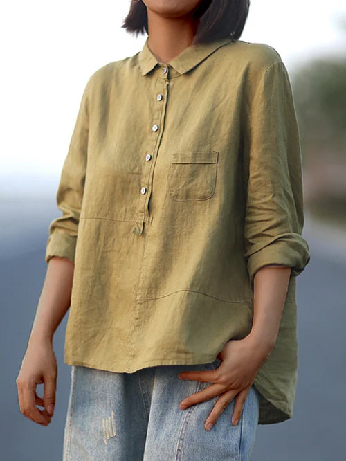 Women's Casual Long Sleeve Button-up Blouse With Collar