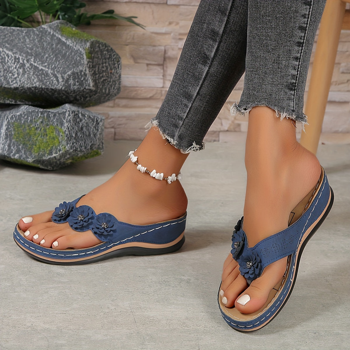 Women's Floral Orthopedic Sandals With Comfortable Wedge Sole