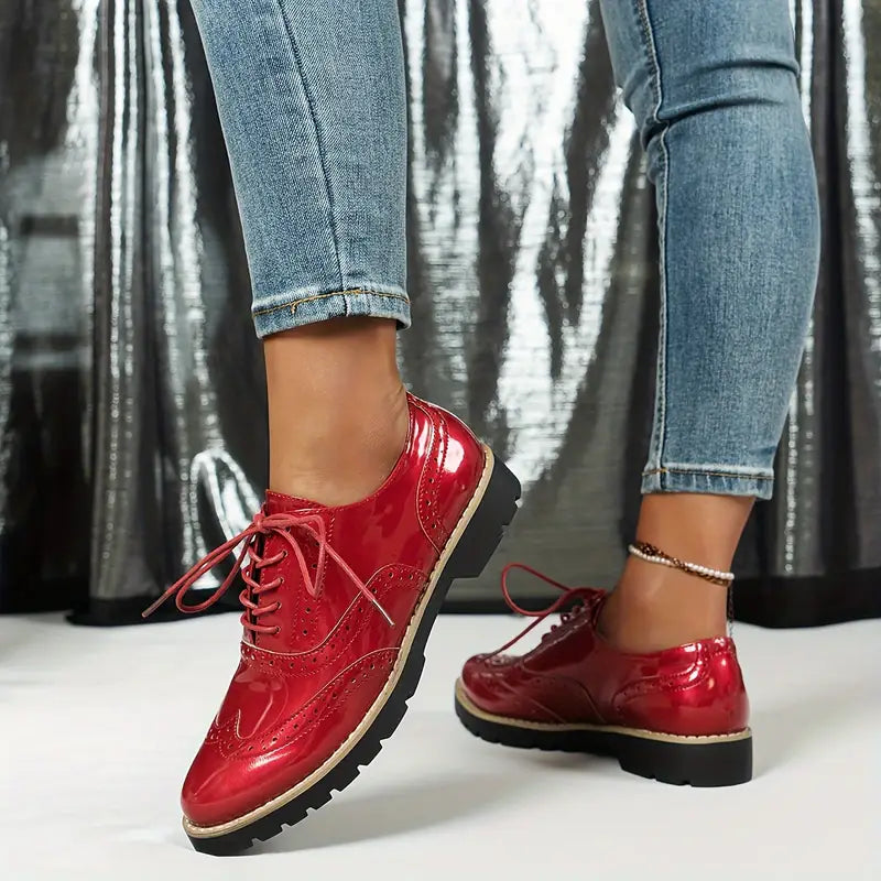 PATENT LEATHER OXFORD SHOES FOR  WOMEN