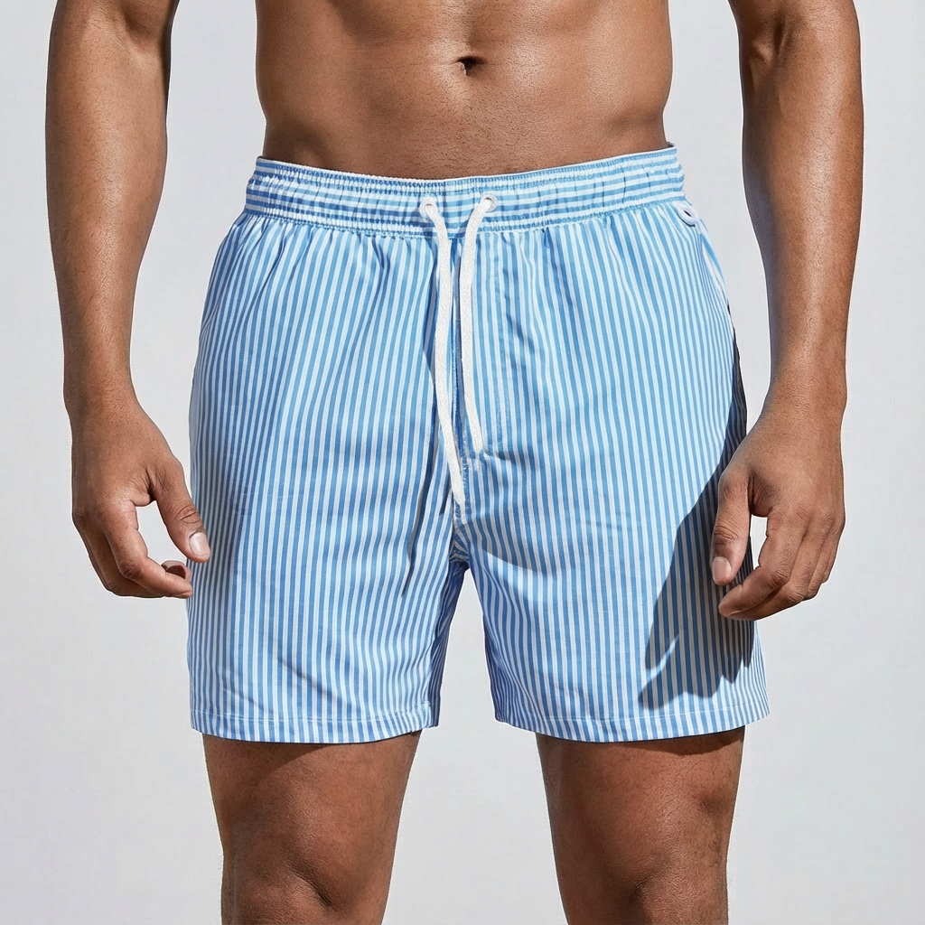 Harry | Men's Swim Shorts With Stripe Pattern And Drawstring Waist | Fresh