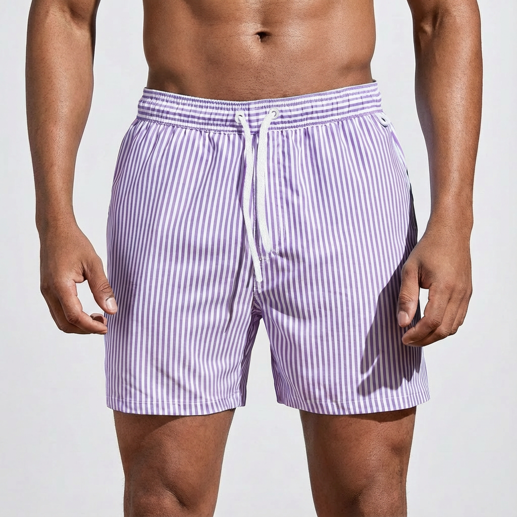 Harry | Men's Swim Shorts With Stripe Pattern And Drawstring Waist | Fresh