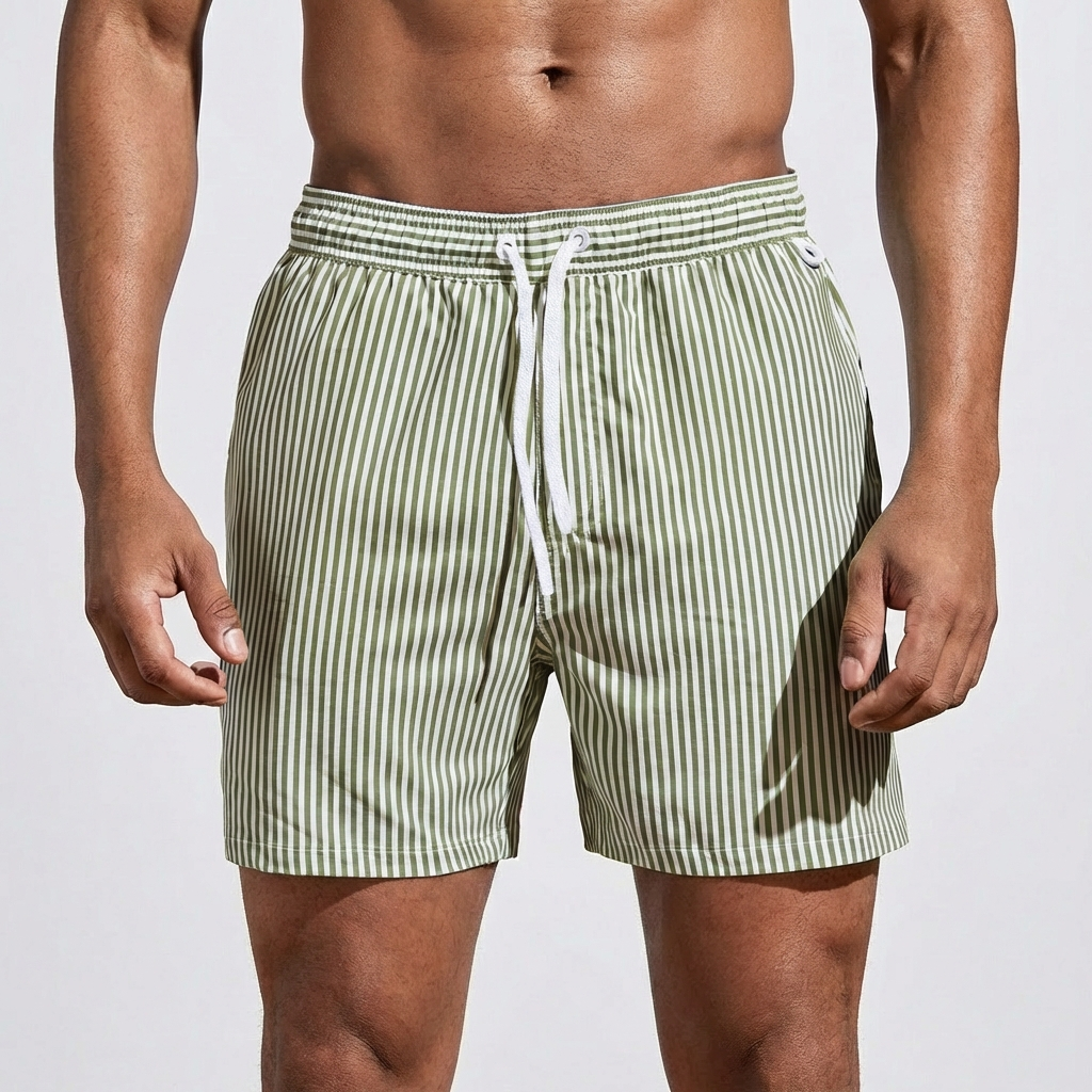Harry | Men's Swim Shorts With Stripe Pattern And Drawstring Waist | Fresh