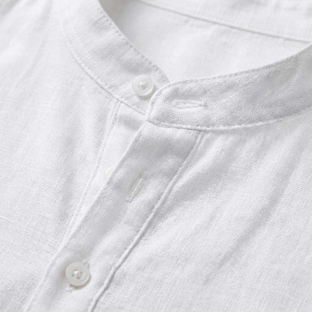George | Men's Grandad Shirt With Band Collar And Long Sleeves | Relaxed