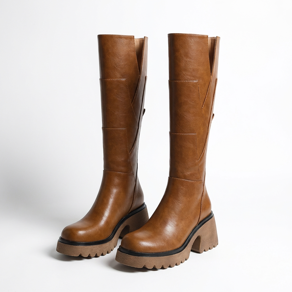 Isla | Women's Knee-High Boots With Chunky Sole And Block Heel | Bold