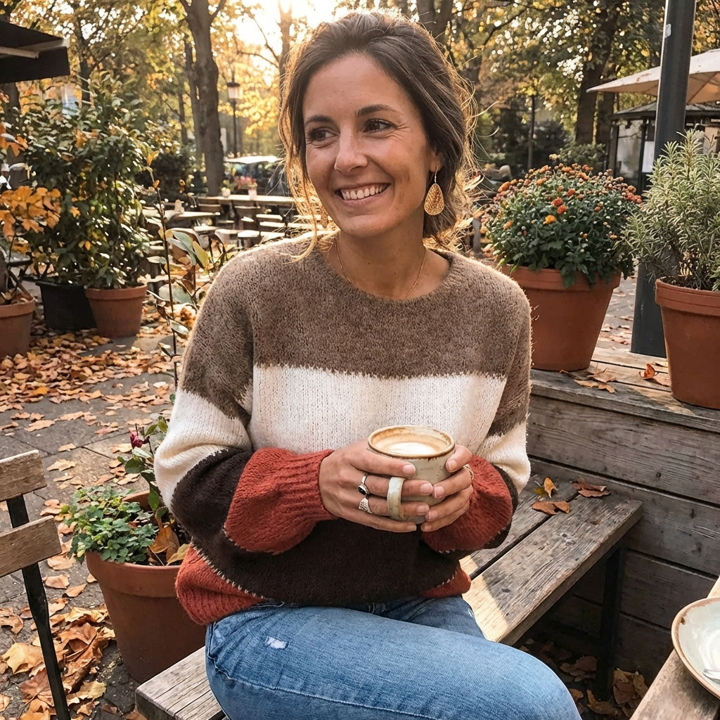 Isla | Women's Pullover With Color Block Pattern And Crew Neck | Cosy