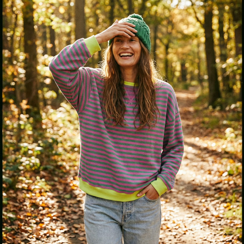 Noah | Women's Sweatshirt With Stripe Pattern And Contrast Trim | Playful