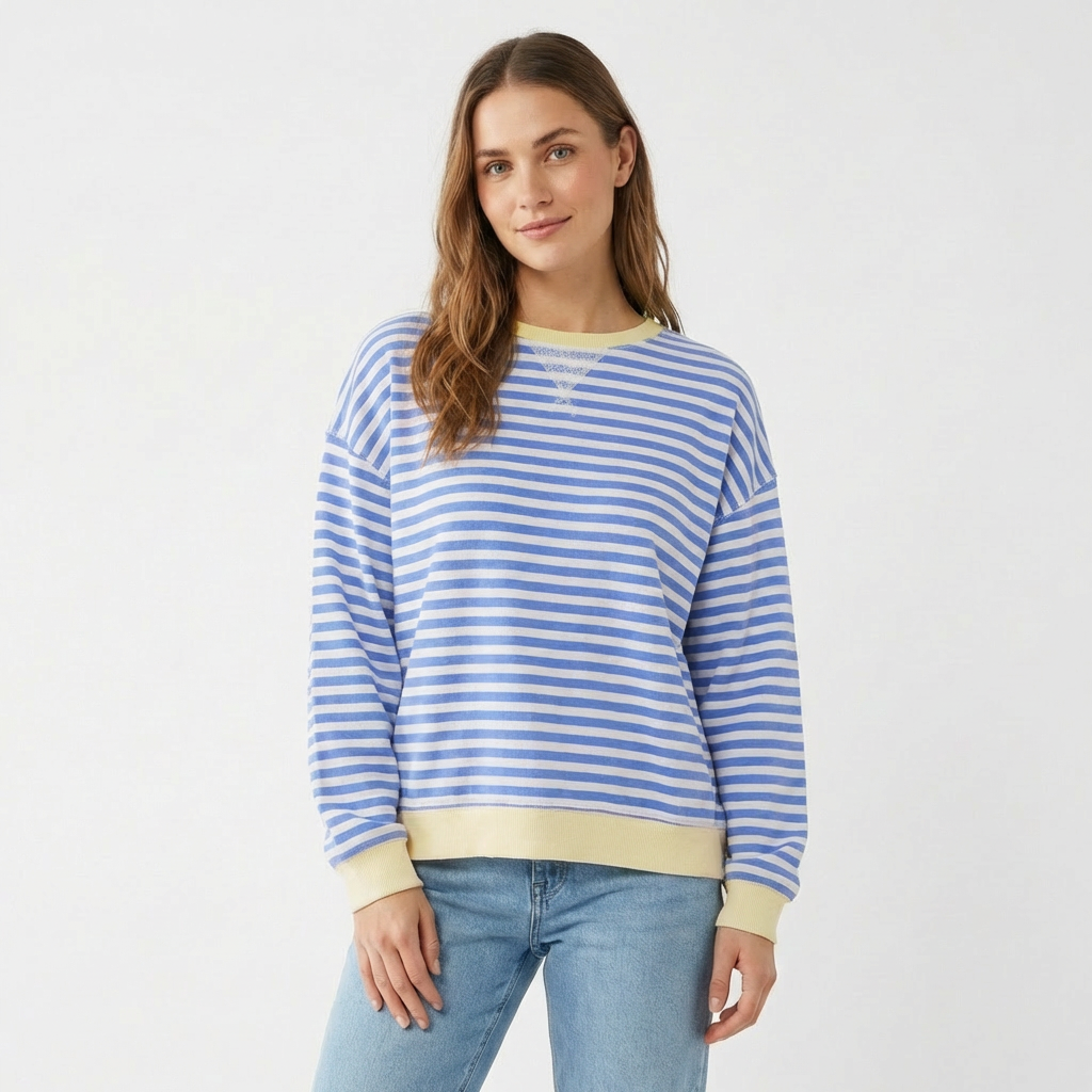 Noah | Women's Sweatshirt With Stripe Pattern And Contrast Trim | Playful