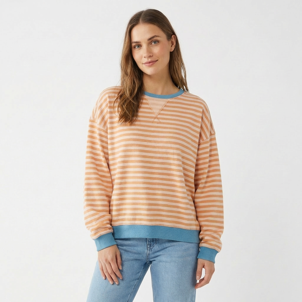 Noah | Women's Sweatshirt With Stripe Pattern And Contrast Trim | Playful