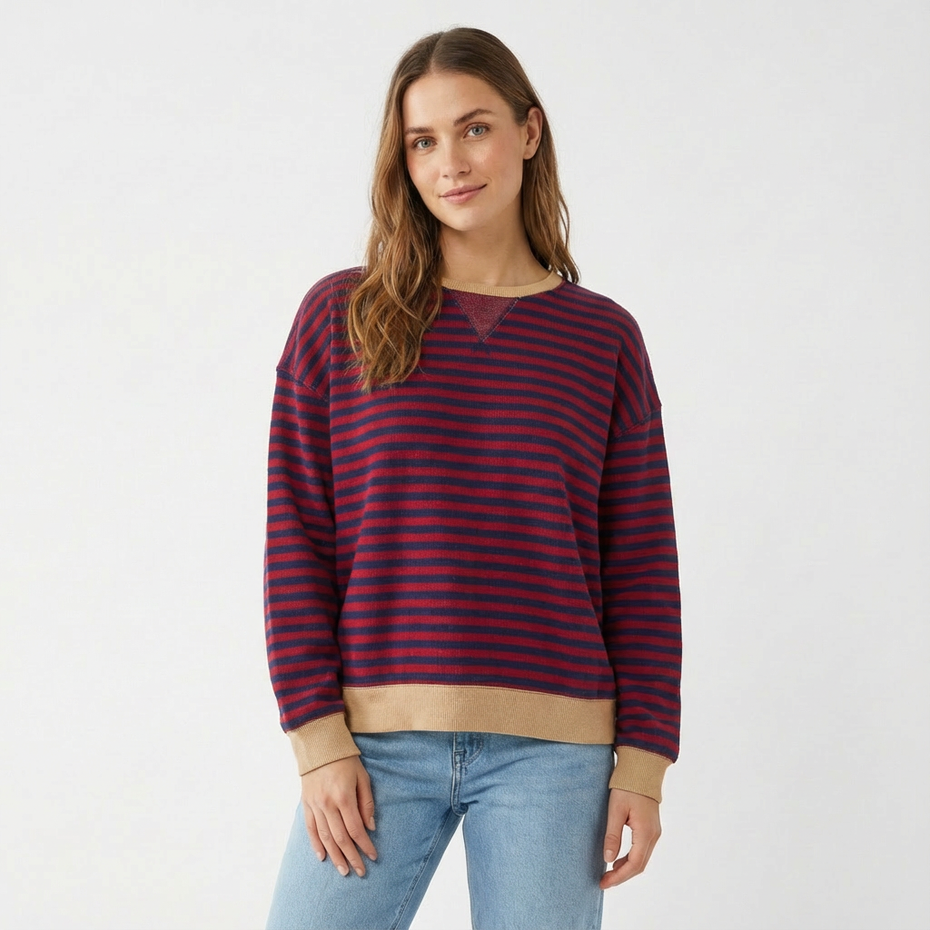 Noah | Women's Sweatshirt With Stripe Pattern And Contrast Trim | Playful