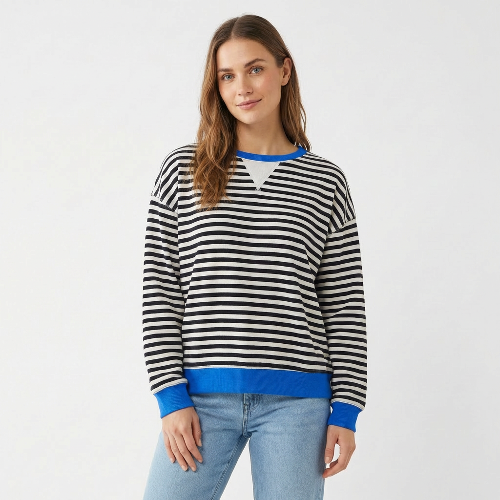Noah | Women's Sweatshirt With Stripe Pattern And Contrast Trim | Playful