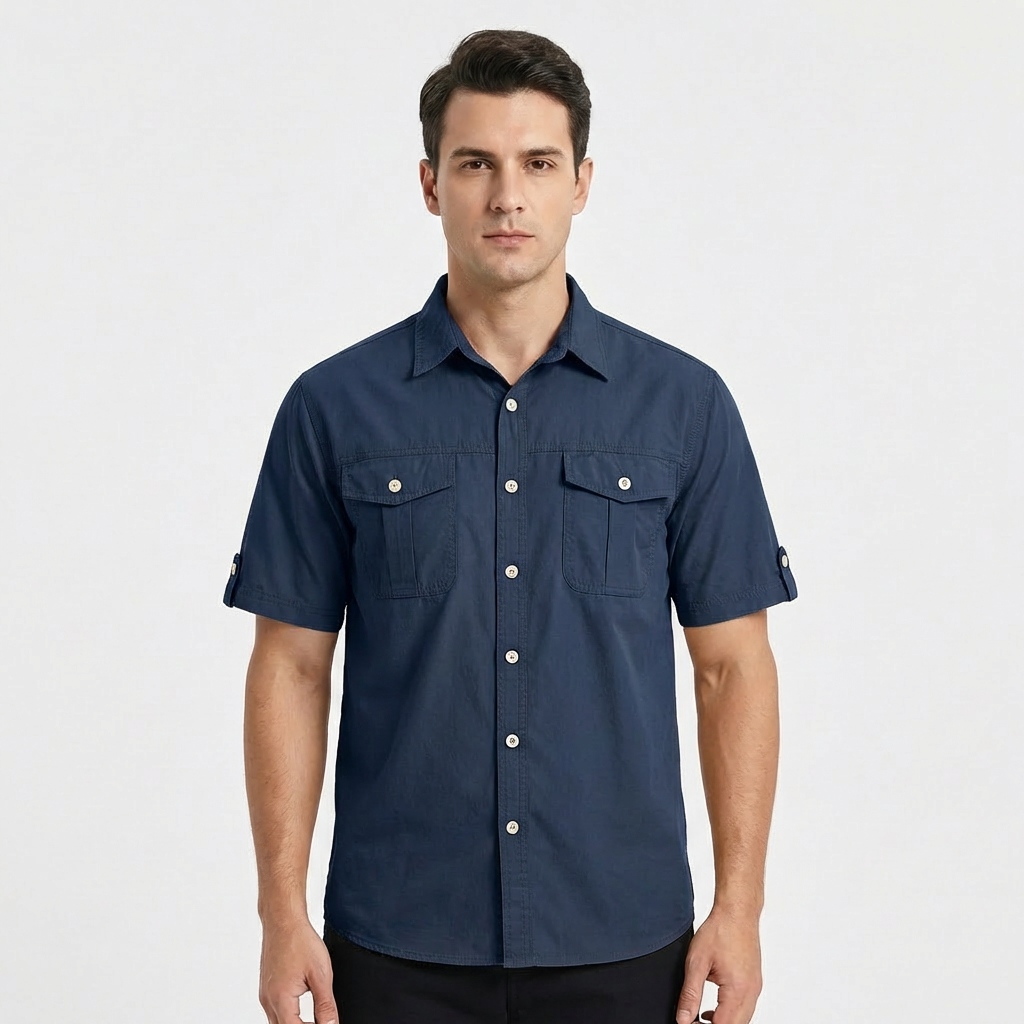 George | Men's Shirt With Chest Pockets And Short Sleeves | Utility