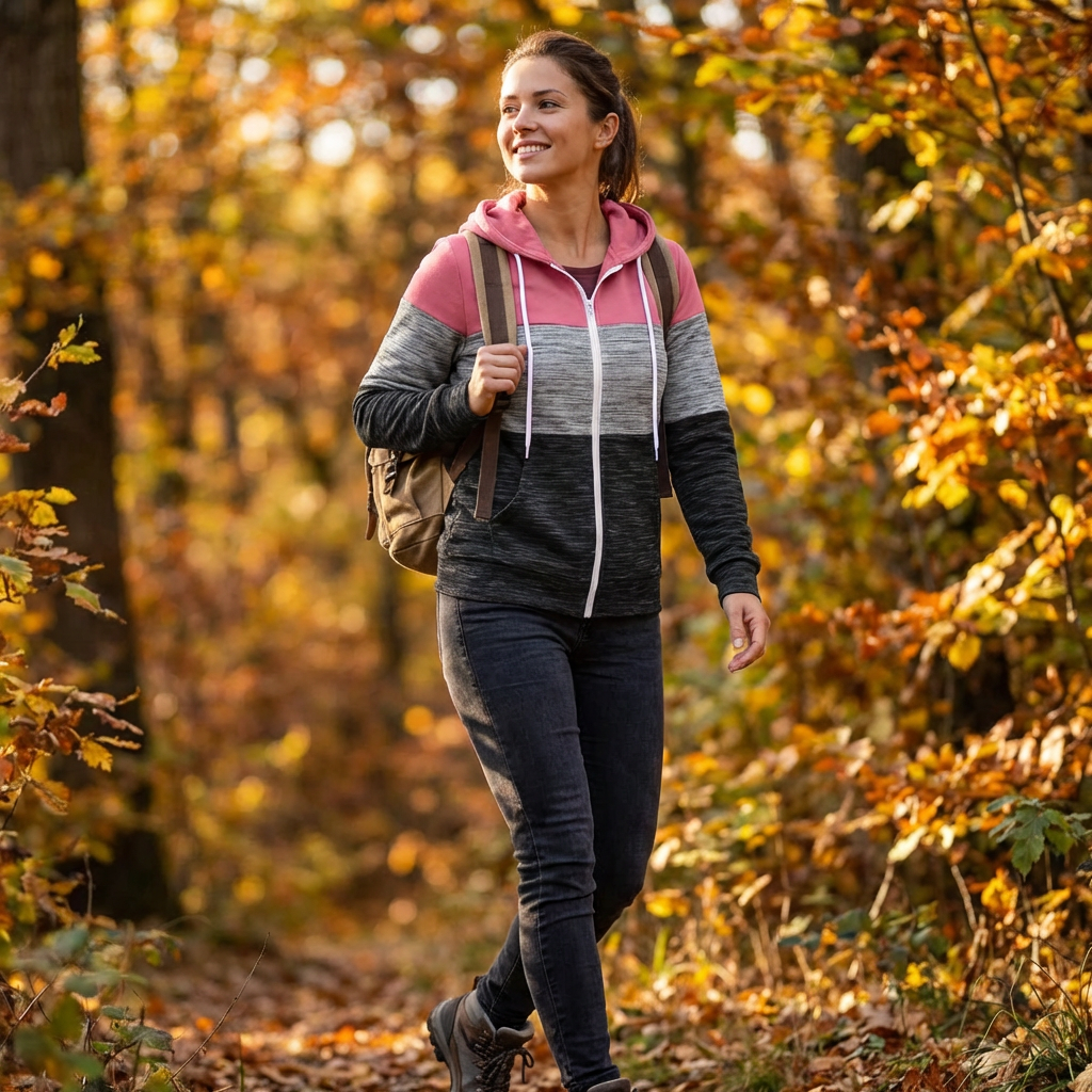 Bella | Women's Zip-Up Hoodie With Blocked Design And Front Pockets | Active