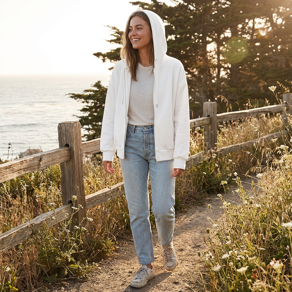 Isla | Women's Zip-Up Hoodie With Drawstring Hood And Full Zip | Essential