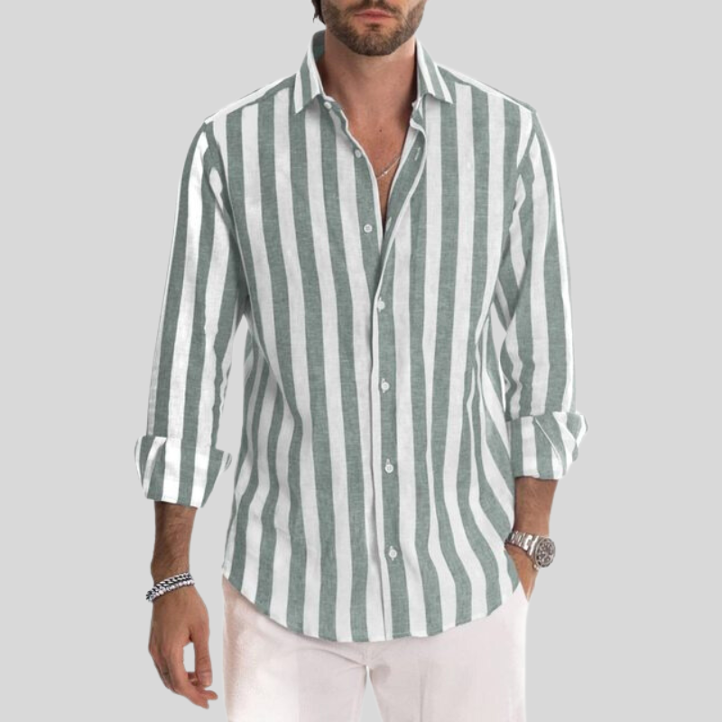 Men's Striped Long Sleeve Shirt for Casual Outings
