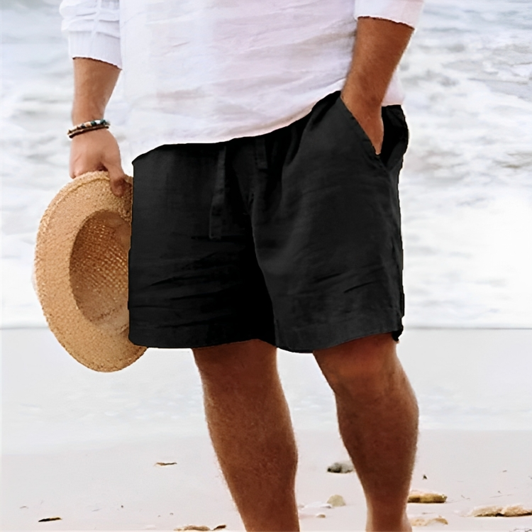 MEN'S LINEN SUMMER SHORTS WITH ELASTIC WAIST