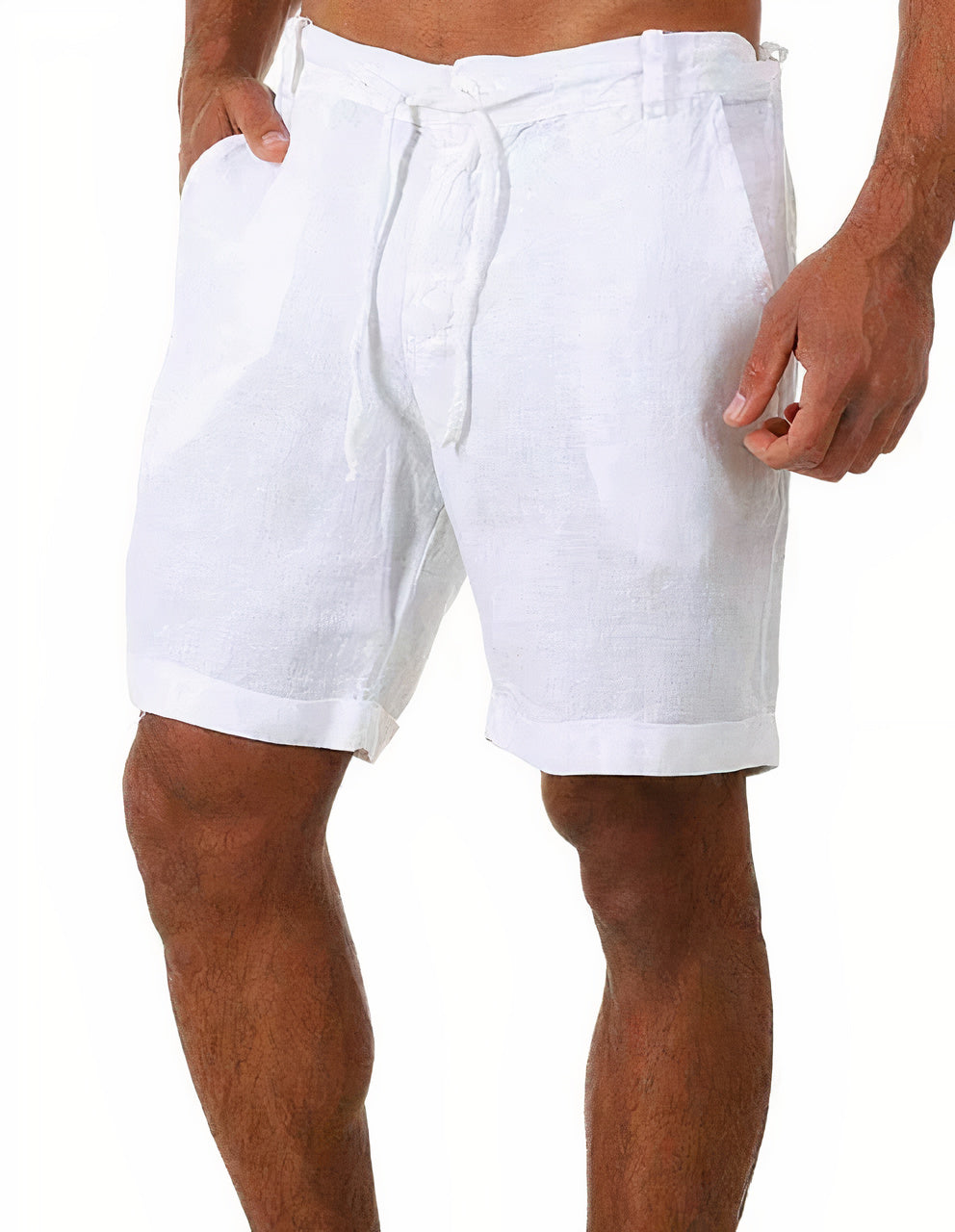 Men's Linen Summer Shorts With Drawstring Waist