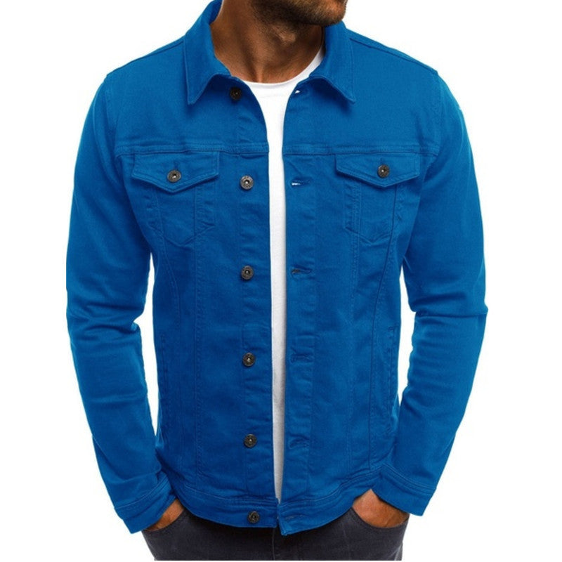 MEN'S CASUAL DENIM JACKET WITH BUTTON FRONT