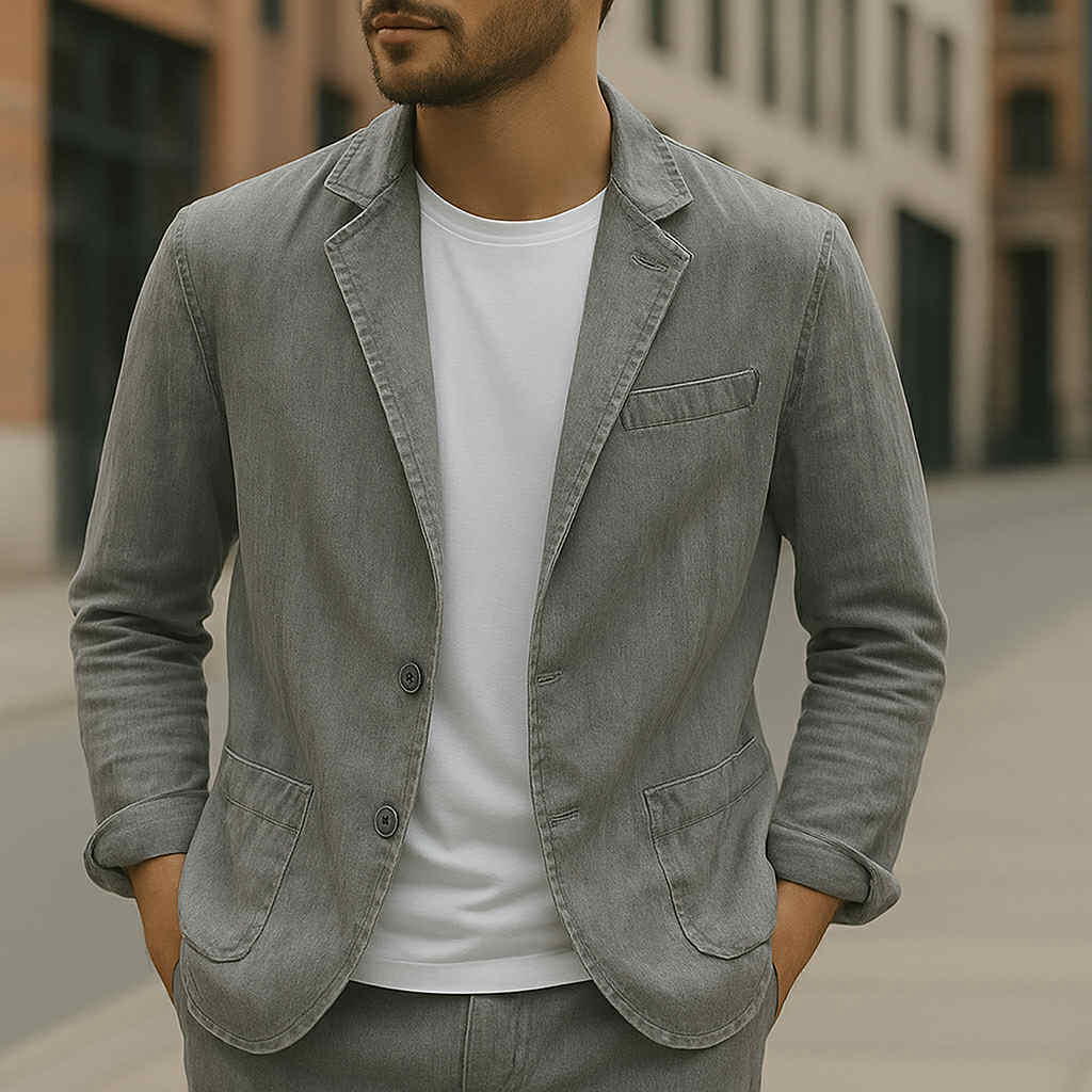 MEN'S LINEN BLAZER WITH LIGHTWEIGHT TAILORED FIT