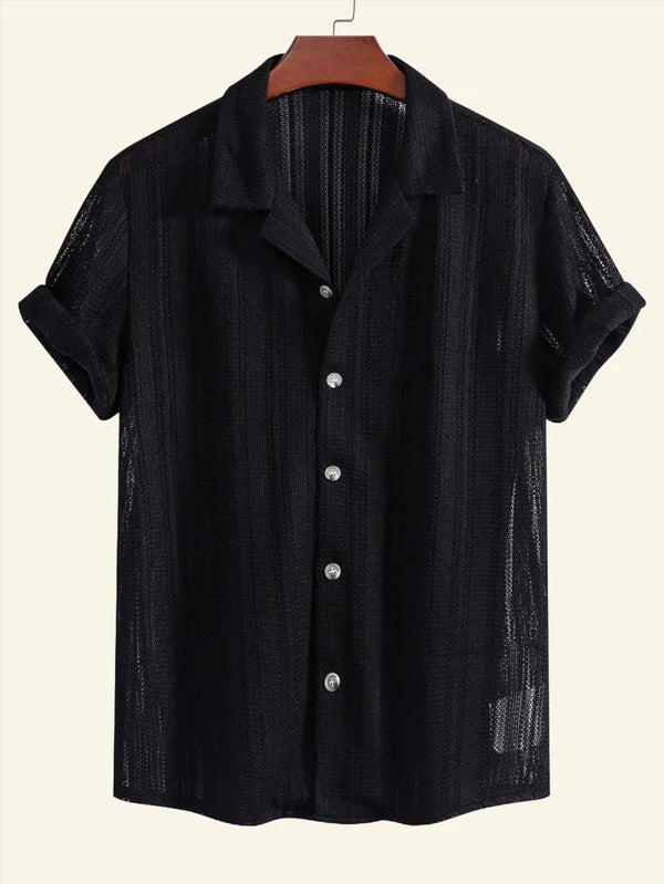 MEN'S KNIT SHORT SLEEVE SHIRT WITH BUTTON DOWN COLLAR