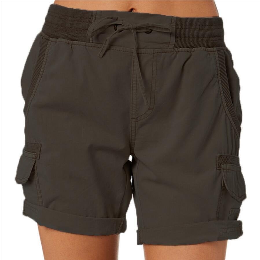Women's Cargo Shorts With Stretch Waist & Pockets