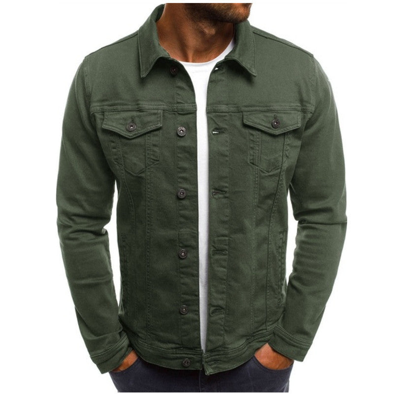 MEN'S CASUAL DENIM JACKET WITH BUTTON FRONT
