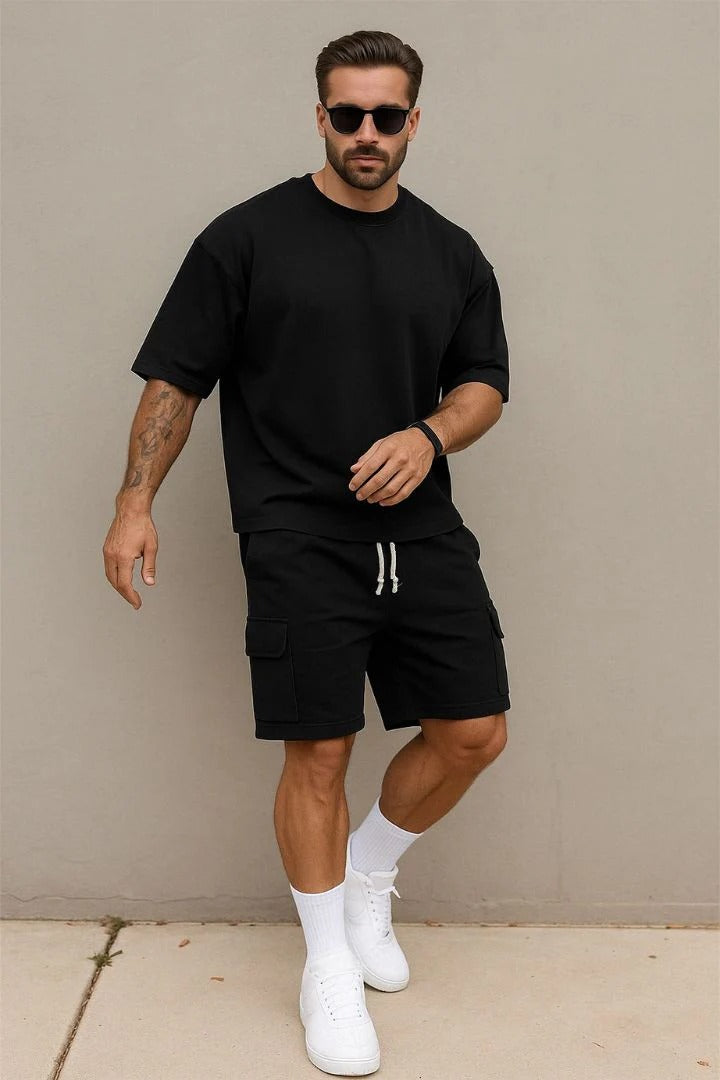 Men's Casual Summer Set With Short Sleeve T-shirt & Shorts