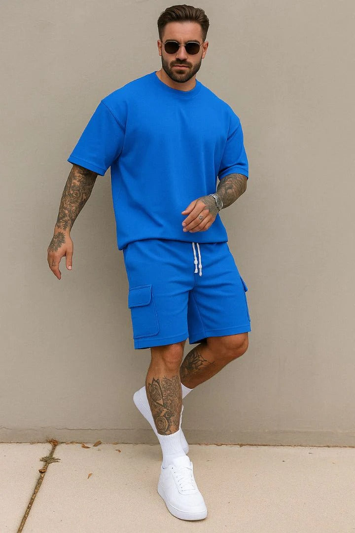 Men's Casual Summer Set With Short Sleeve T-shirt & Shorts
