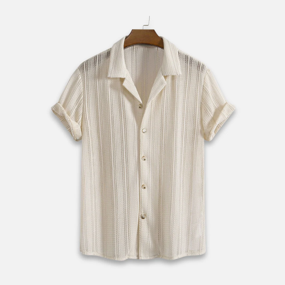 MEN'S KNIT SHORT SLEEVE SHIRT WITH BUTTON DOWN COLLAR