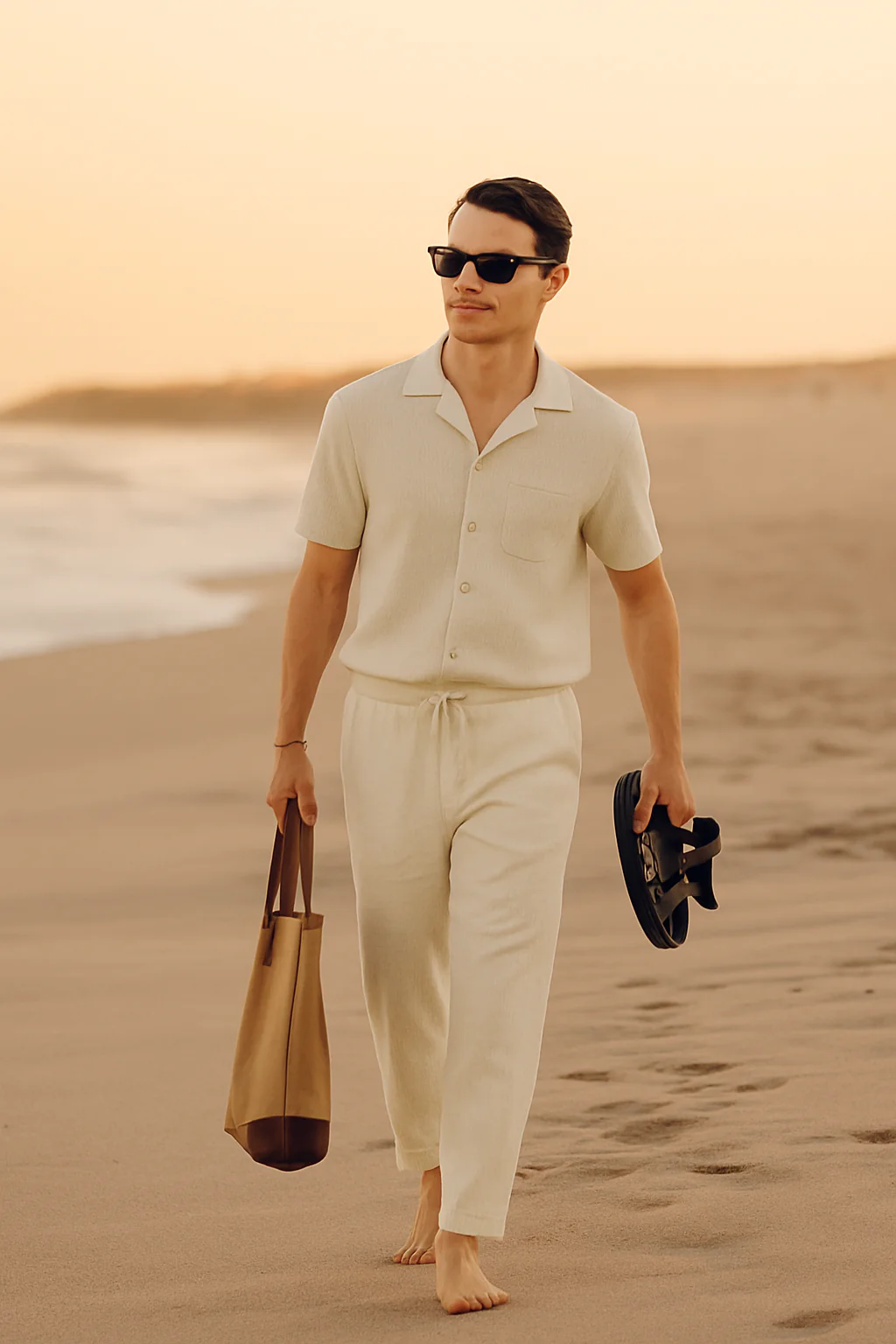 Men's Button-Up Summer Pants Set