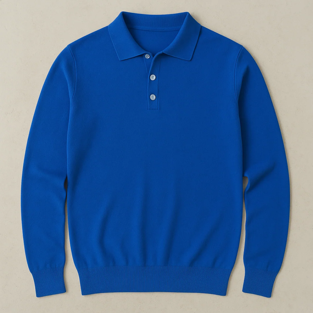 Cashmere Blend Long Sleeve Polo for Men