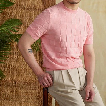 Knitted Jacquard T-shirt Men