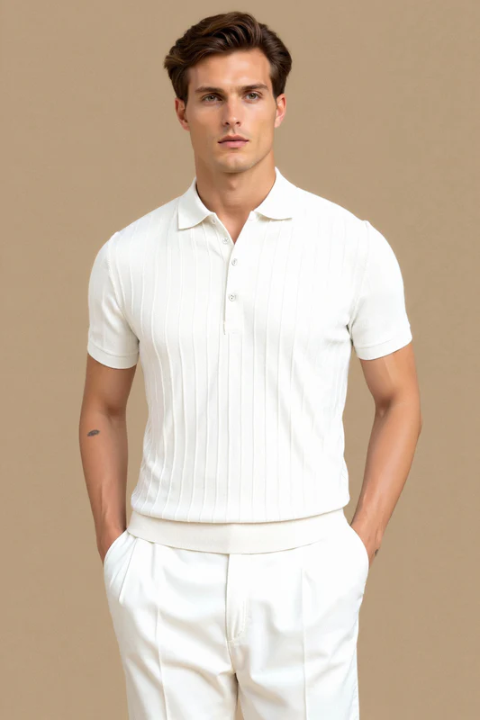 Casual Men's Knit Polo Shirt