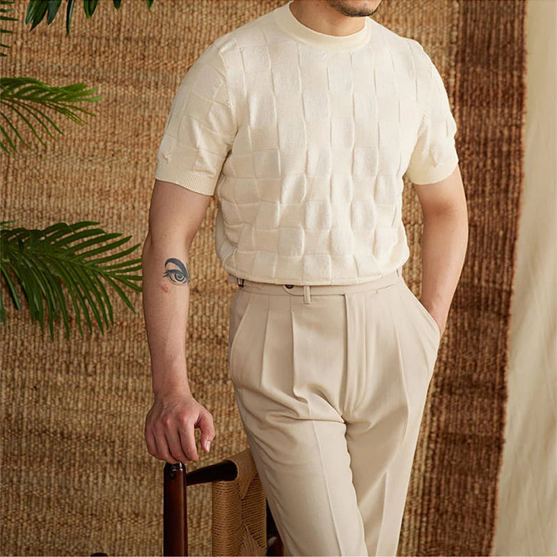 Knitted Jacquard T-shirt Men