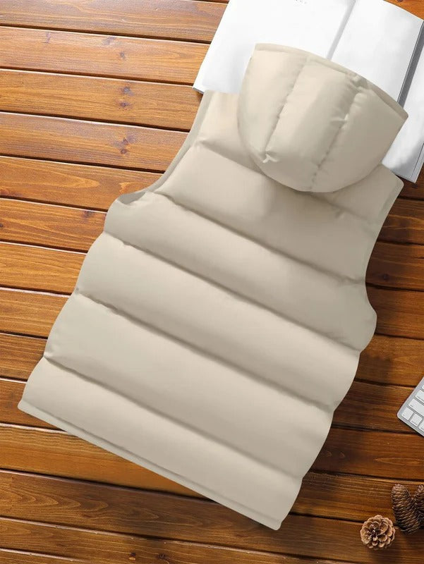 Men's Hooded Color Block Puffer Vest