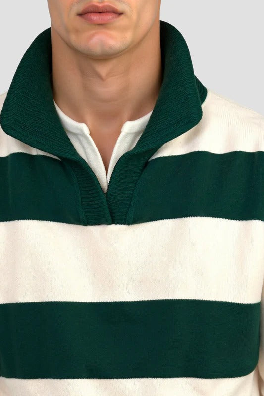 Old Money Stripe Long Sleeve Polo
