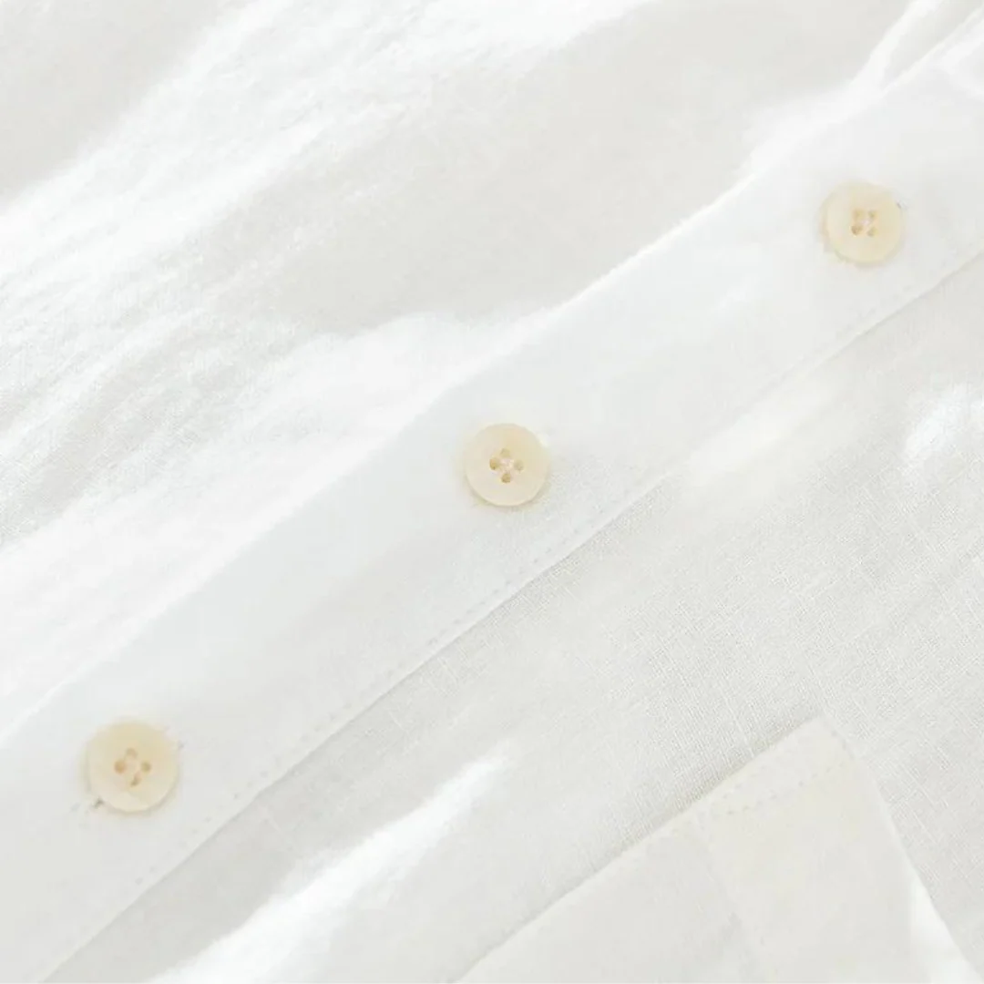 MEN'S SLIM FIT LINEN POPOVER SHIRT WITH LONG SLEEVES