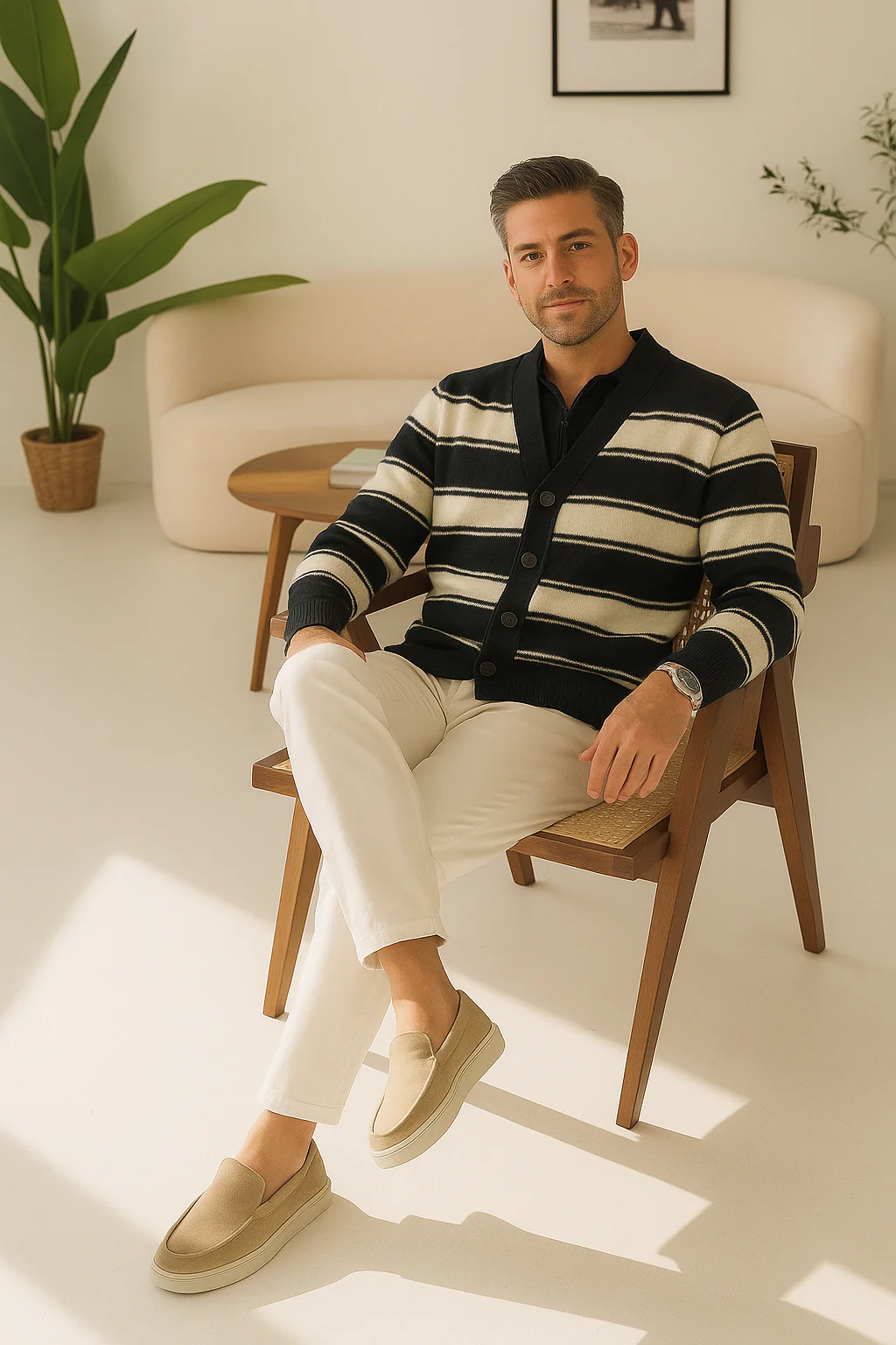 Striped Knitted Men’s Cardigan