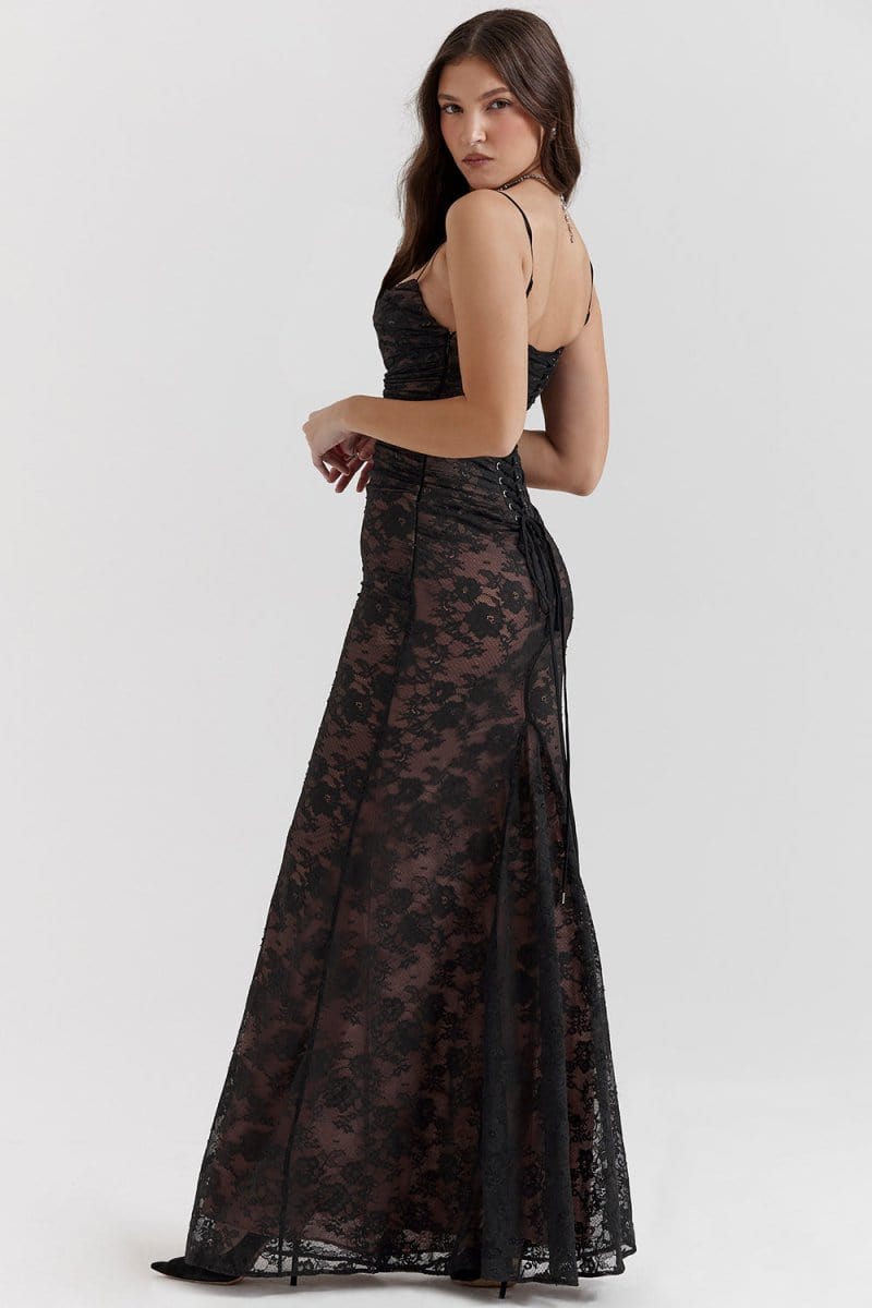 FLORAL MAXI DRESS WITH SHOULDER DETAILS FOR WOMEN