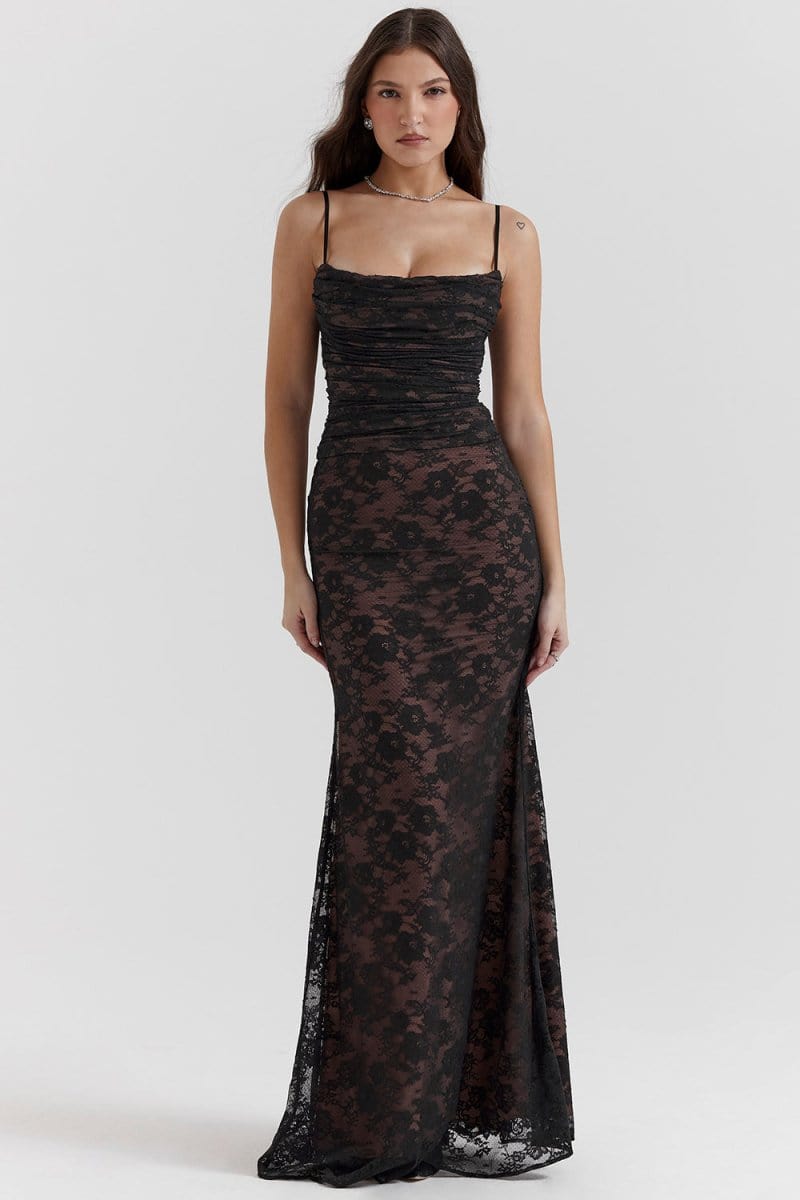 FLORAL MAXI DRESS WITH SHOULDER DETAILS FOR WOMEN