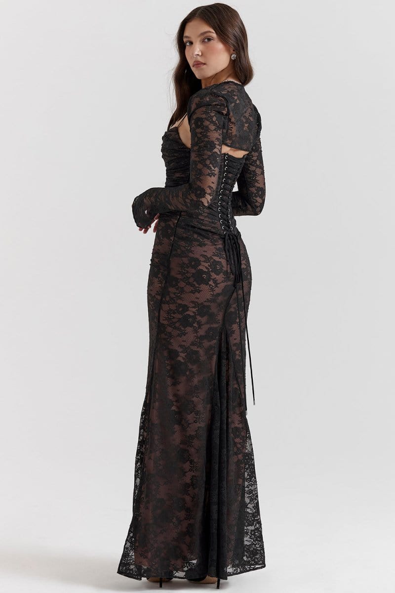 FLORAL MAXI DRESS WITH SHOULDER DETAILS FOR WOMEN