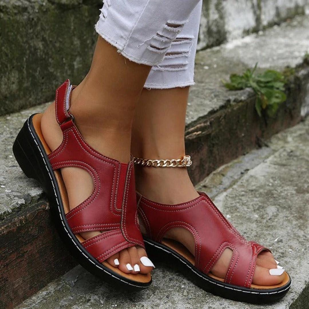 Women's Summer Sandals With Open Toe And Low Wedge Heel
